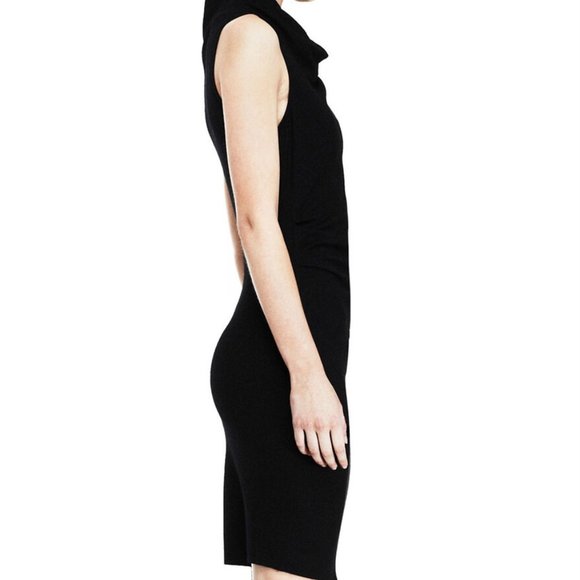 Helmut Lang NWT Sonar Wool Sleeveless Draped Asymmetrical Black Dress Size S - Picture 3 of 10